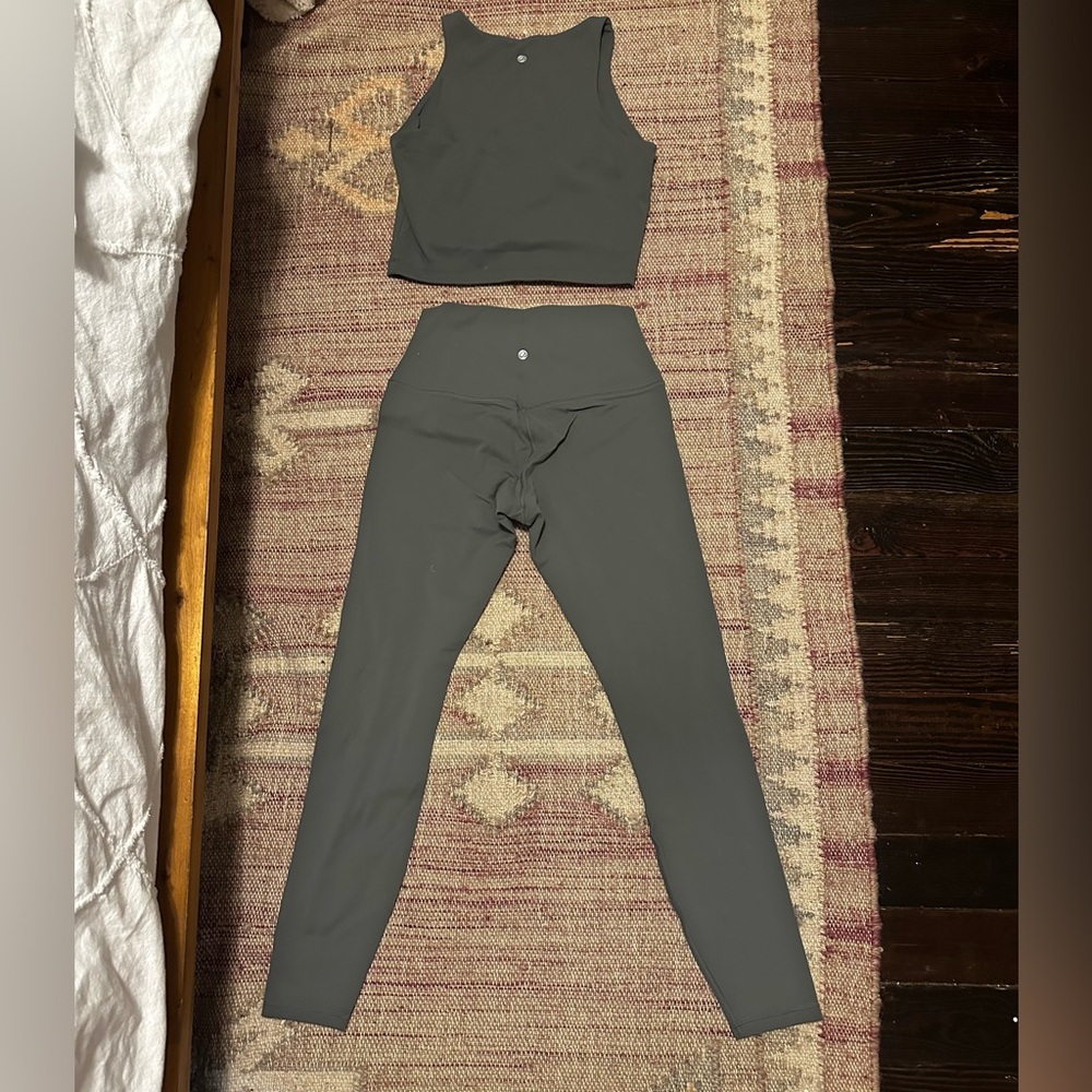 CRZ YOGA Charcoal Leggings and Crop Top Set